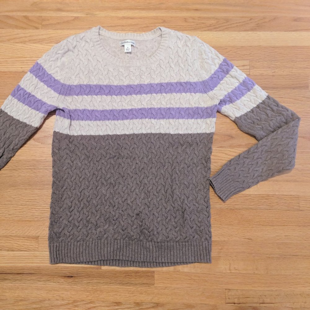 Croft & Barrow Purple Grey Cream Striped Sweater